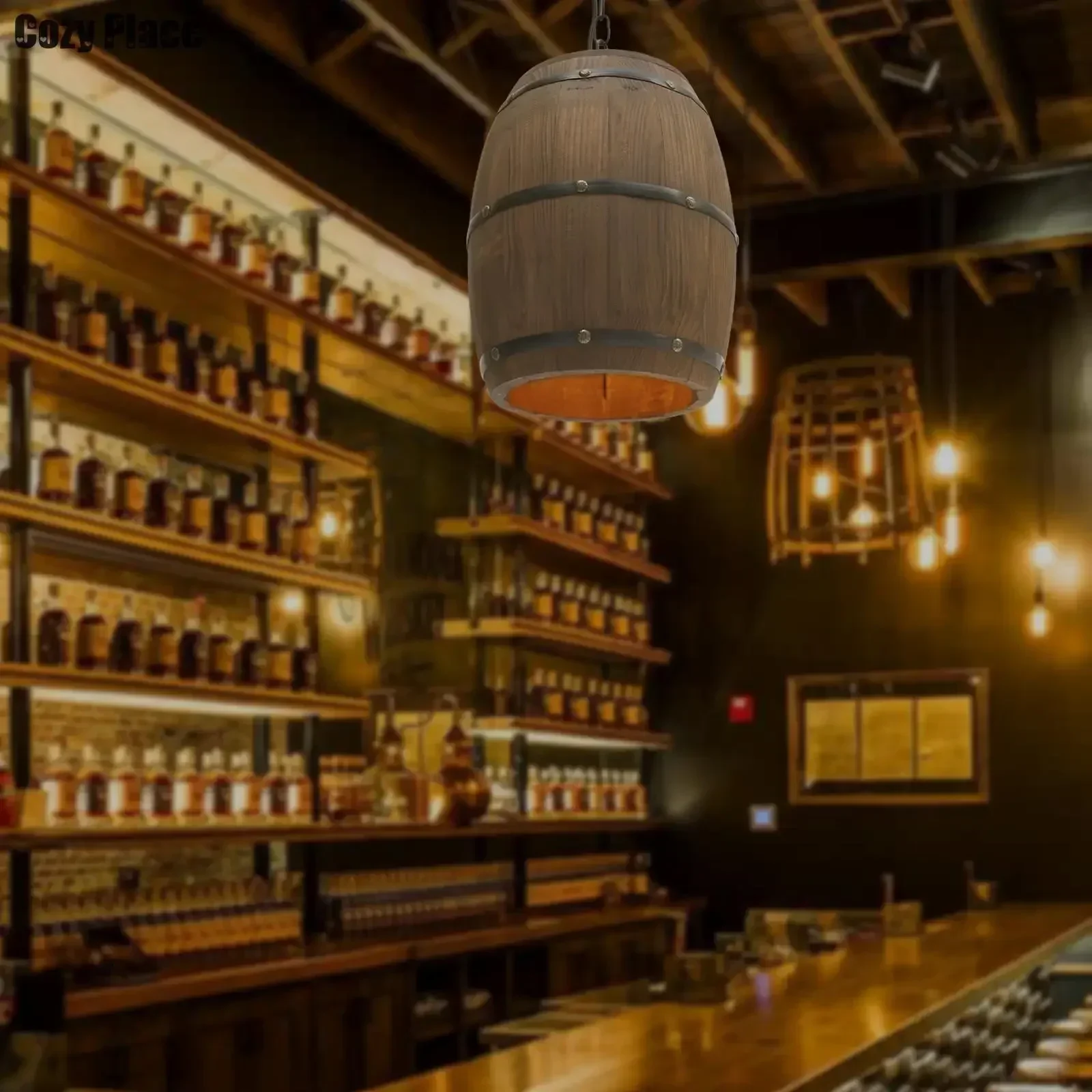 Vintage Lighting Decor - 소박한 빈티지 샹들리에 나무 펜던트 조명