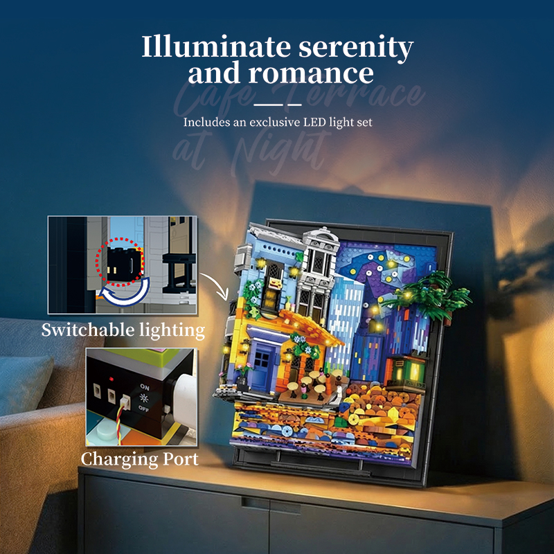 2678피스 야경 카페 그림 액자 빌딩 블록 LED 조 - Lighting Decoration Ideas For Home 리뷰 및 가격